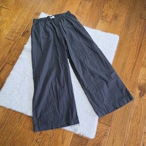 Free Label 100% Cotton Wide Leg Pants Women's XL Black Pull On Pockets Lagenlook